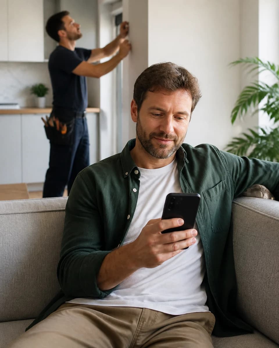 A customer following a service from a smartphone